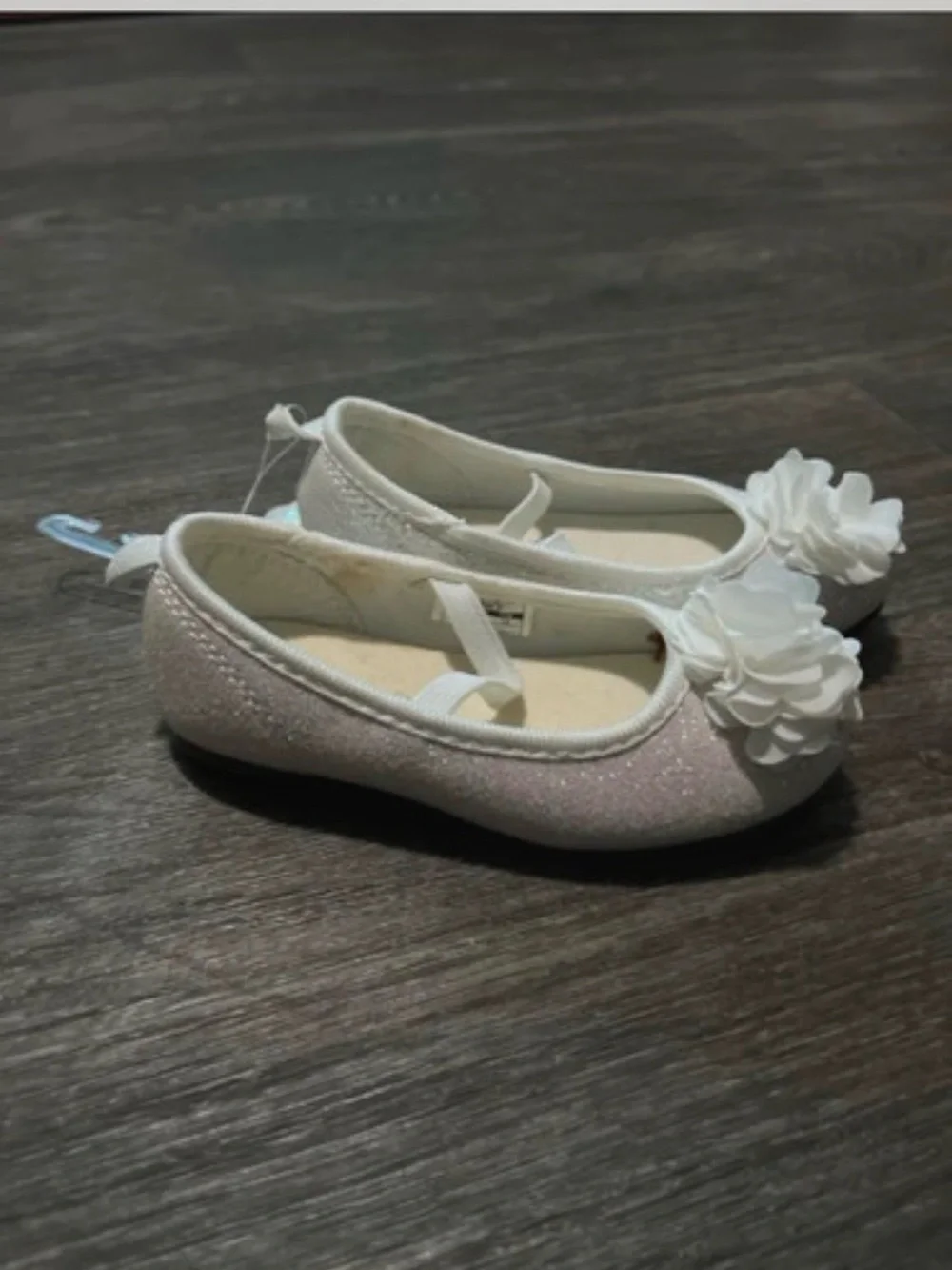 Carter's White Floral Ballet Flats with Gem Accent